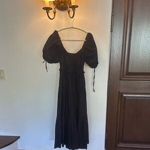 En Saison navy Maxi Dress with Puff Sleeves